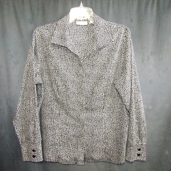Chicos No Iron White Black Alligator Print Shirt Womens Sz L 2 Button Up Cotton - Picture 9 of 9